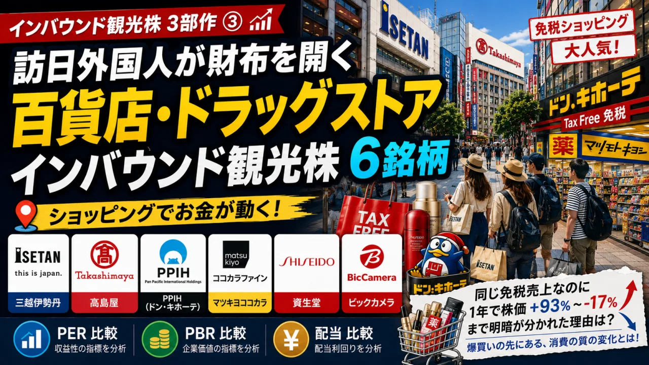 外国人観光客が財布を開くインバウンド観光株 - 百貨店・ドラッグストア6選