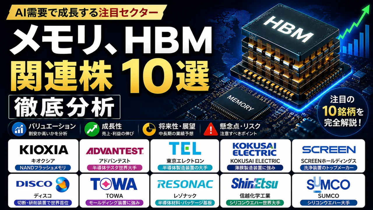 メモリ・HBM関連株10選を徹底分析 - バリュエーション・成長性・見通し・懸念点