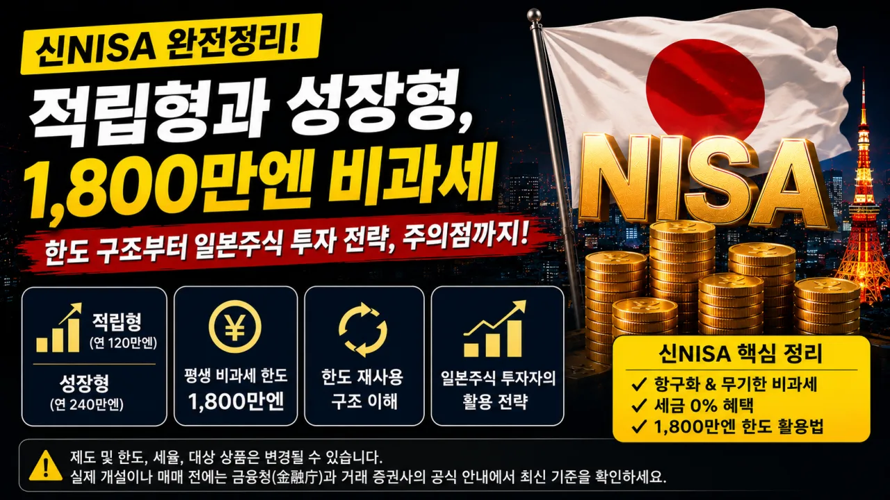 신NISA 완전정리 - 적립형과 성장형, 1,800만엔 비과세 활용법